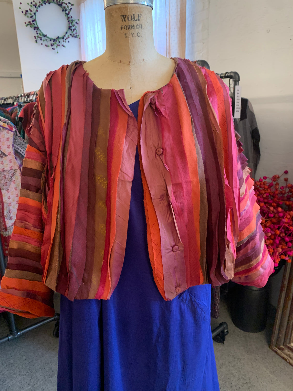 WAVY STRIPE KANTHA DOLMAN SLV. JACKET - wv2j110-org -