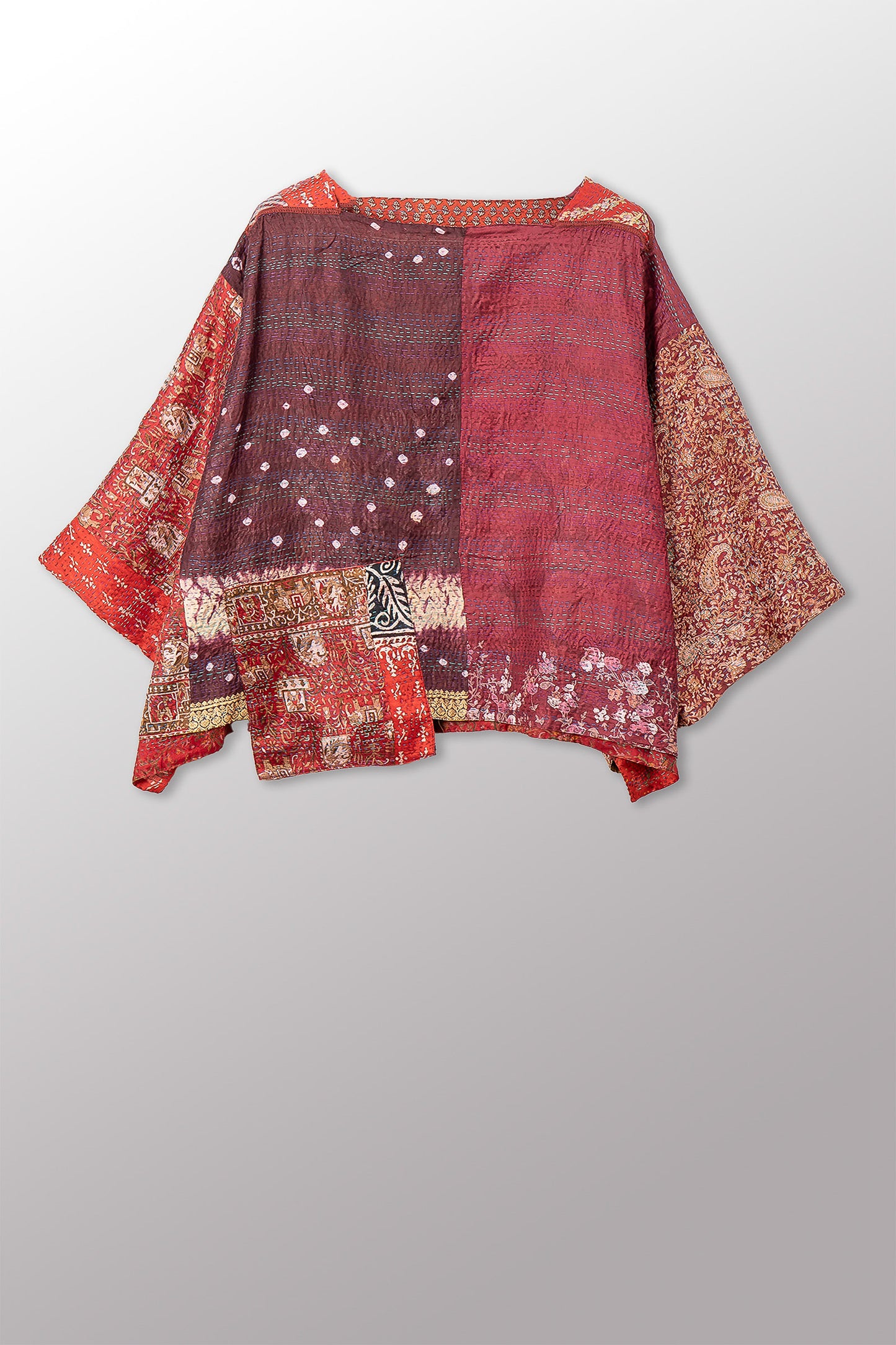 VINTAGE SILK KANTHA 3/4 SLV. CROP TOP MIO - sv2538-0017a -