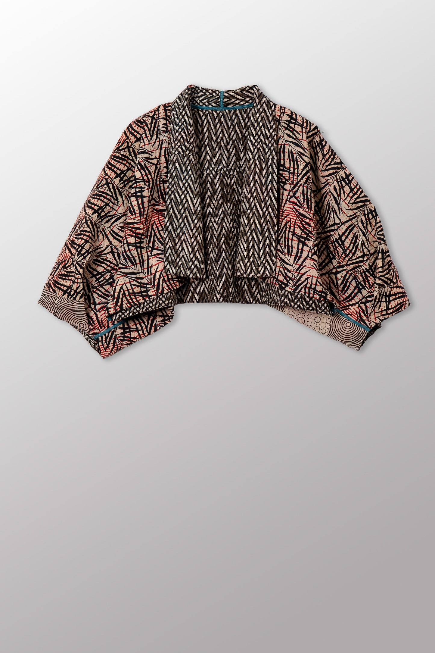 SOHO BAMBOO KANTHA PUFF SLV. SHRUG - bo4062-cblk004a -