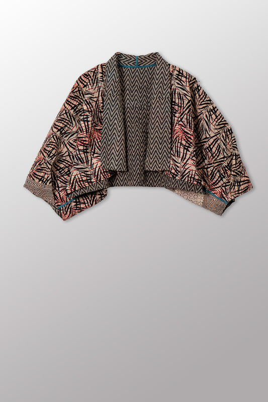 SOHO BAMBOO KANTHA PUFF SLV. SHRUG - bo4062-cblk004a -