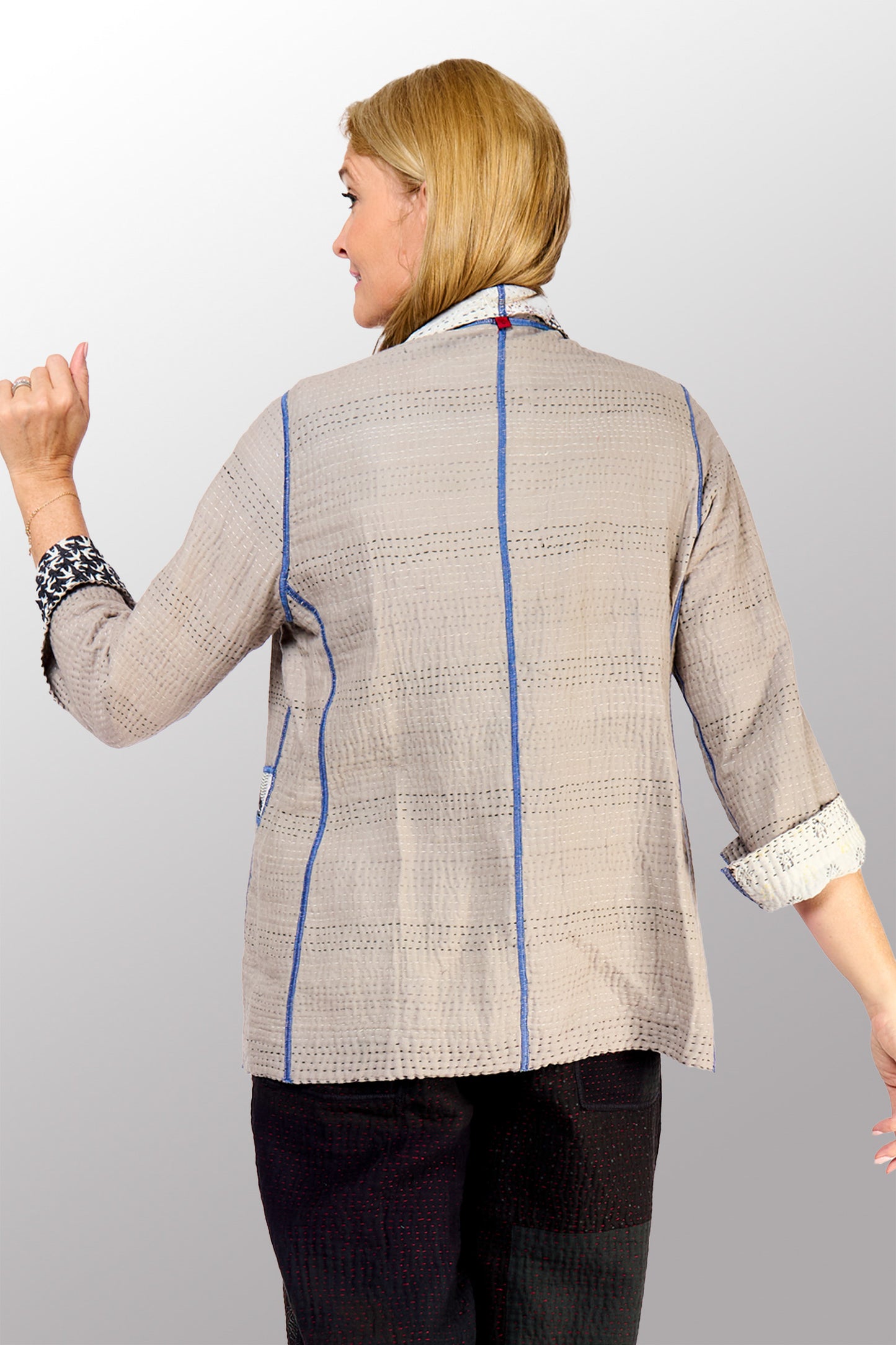POWDER PATCH KANTHA SHORT JACKET - pd4007-gry -