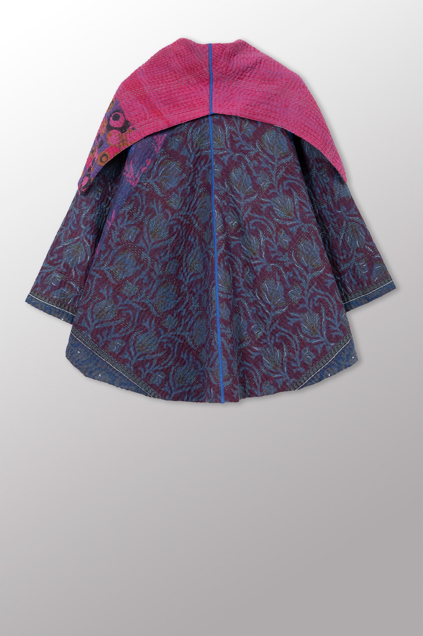 COTTON OVERDYE KANTHA CIRCULAR JACKET - ov4008-cprp001a -