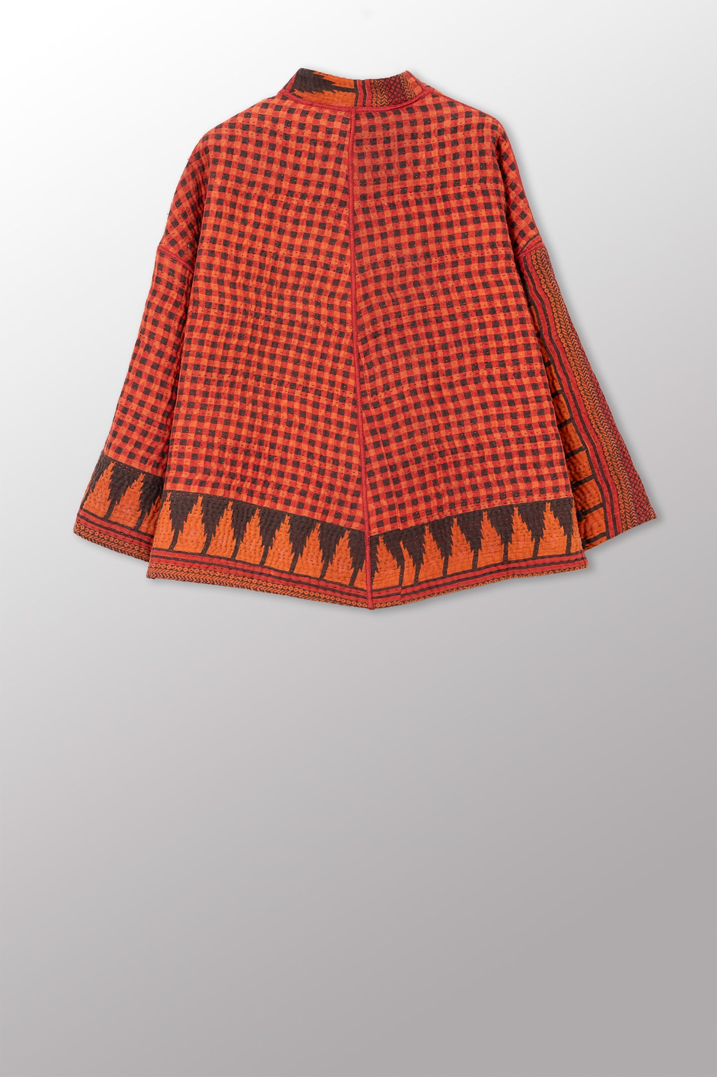 COTTON OVERDYE KANTHA STAND COLLAR CROPPED JKT - ov4034-corg002a -