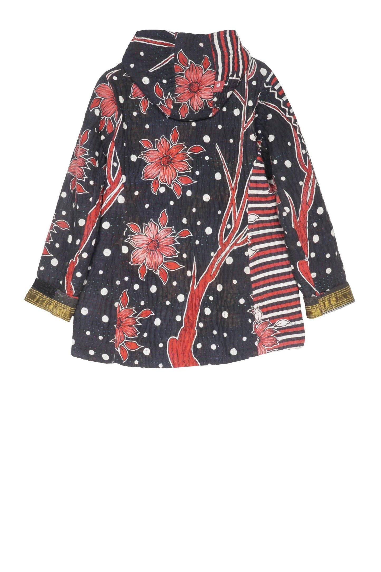 QUILTED VINTAGE COTTON KANTHA HOODED FIT JKT - cq5054-0005l -