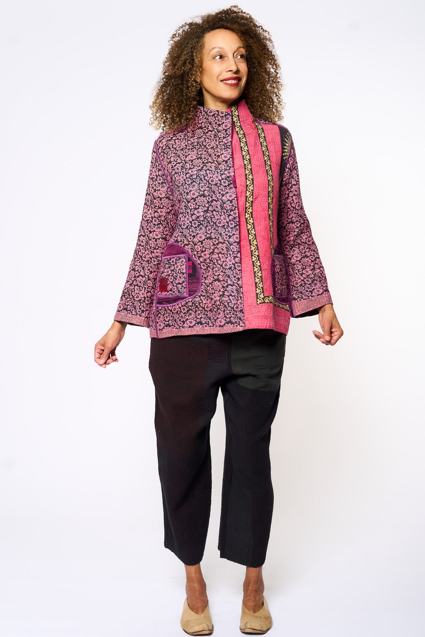 VINTAGE COTTON KANTHA SHORT JKT - cv4007-0341l -
