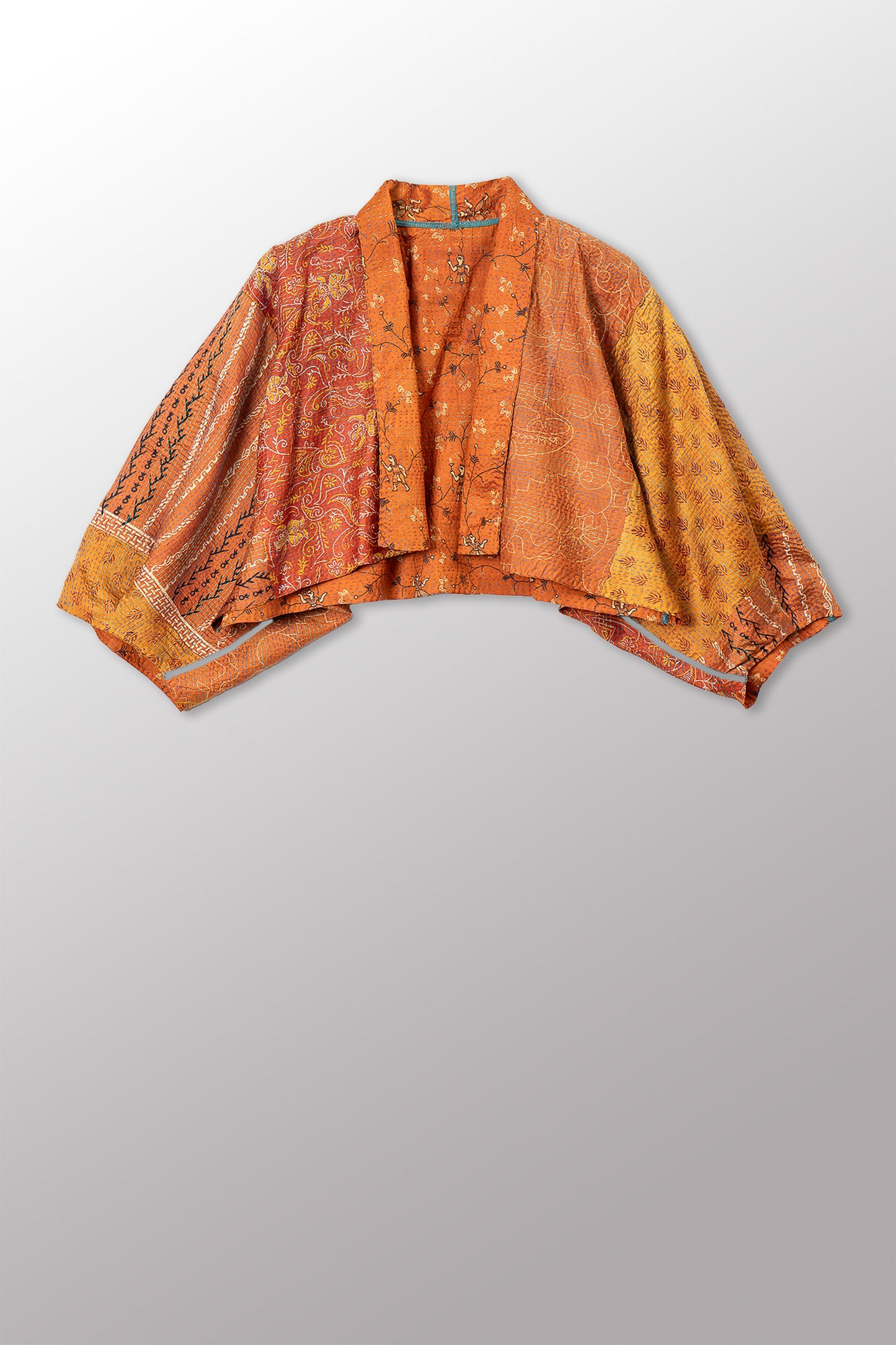 VINTAGE SILK KANTHA PUFF SLV. SHRUG - sv2062-0040a -