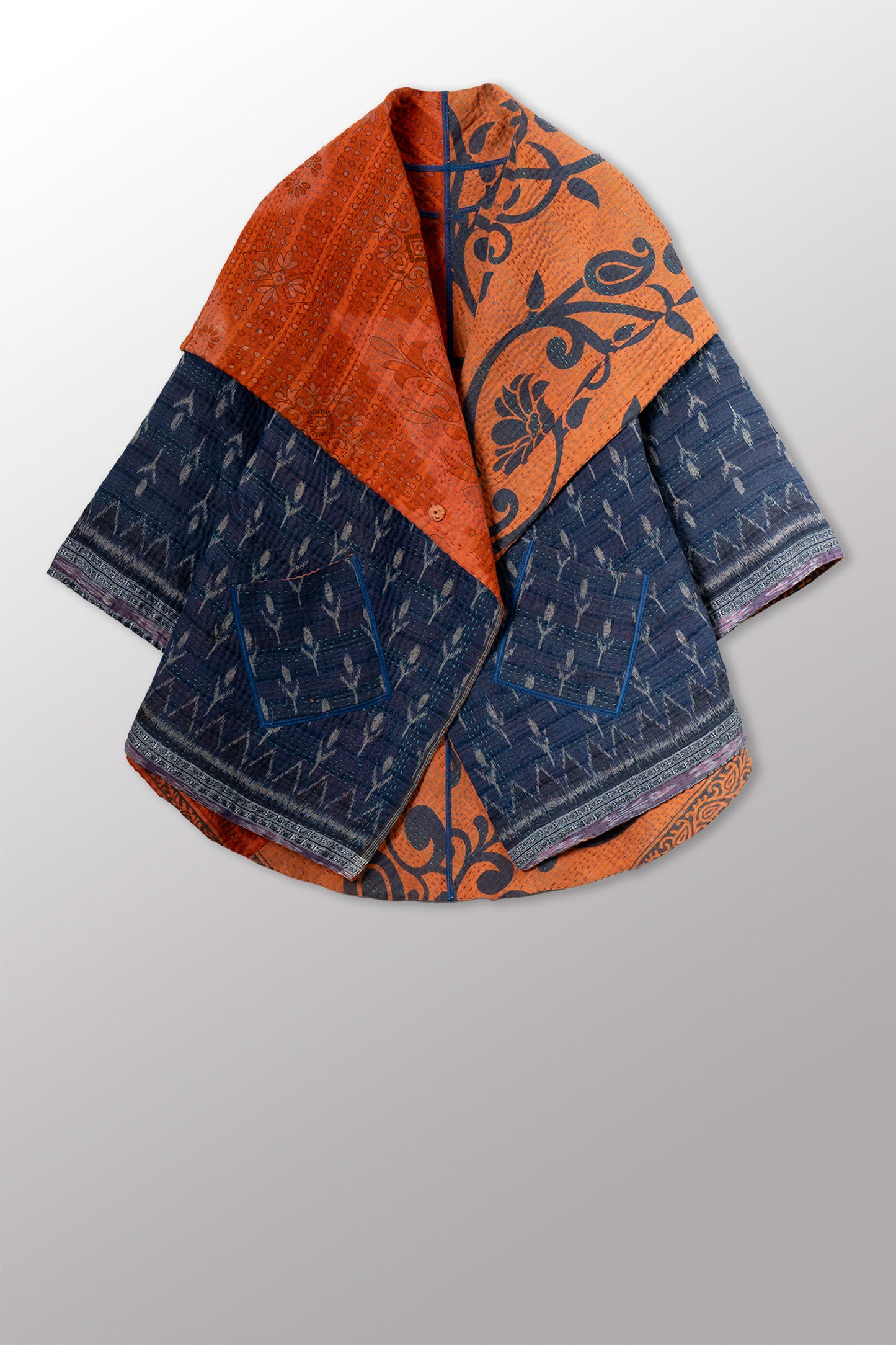 COTTON OVERDYE KANTHA CIRCULAR LONG JKT - ov4009-corg005a -