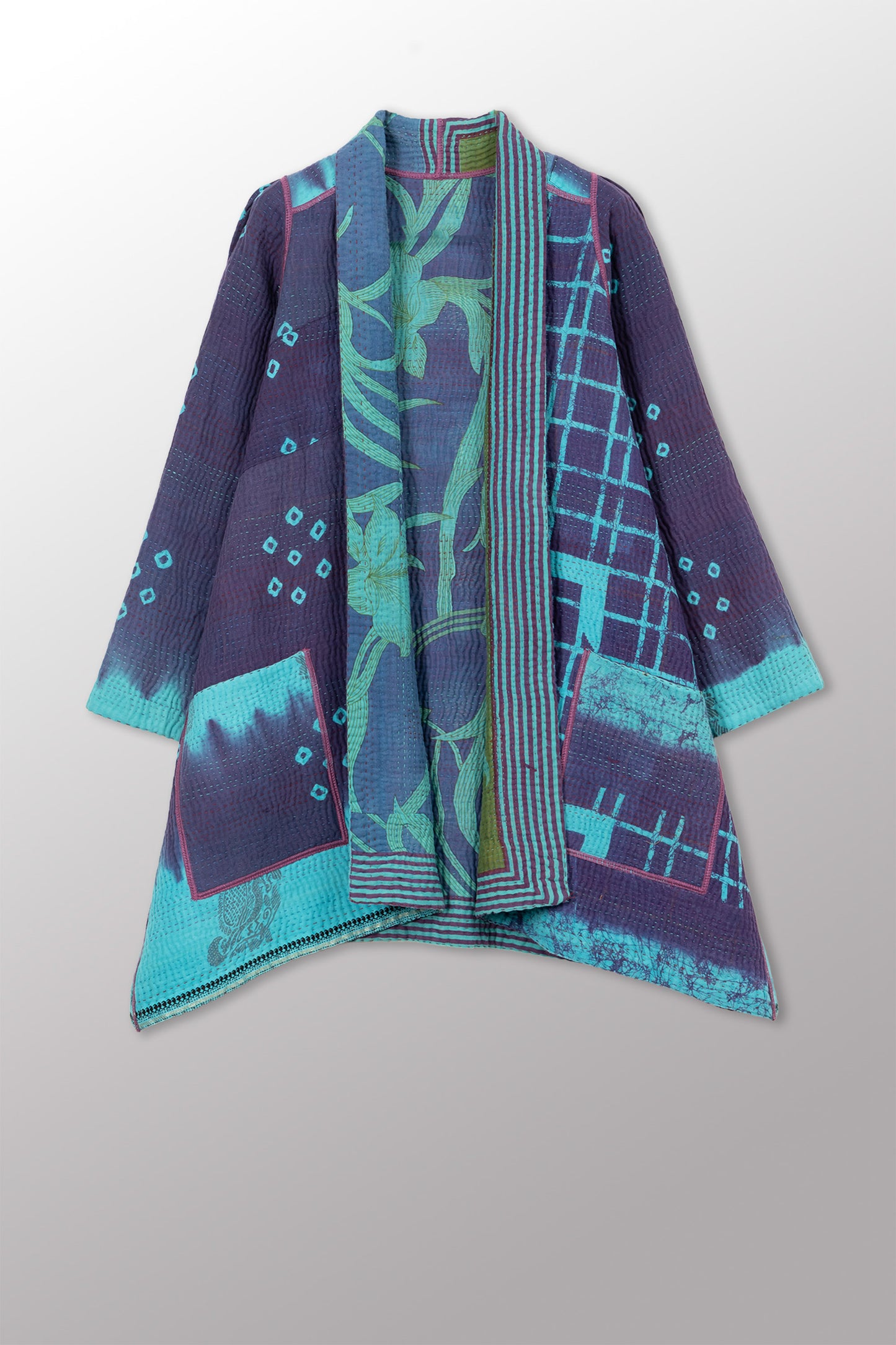 VINTAGE COTTON KANTHA A-LINE JKT - cv4003-0464a -