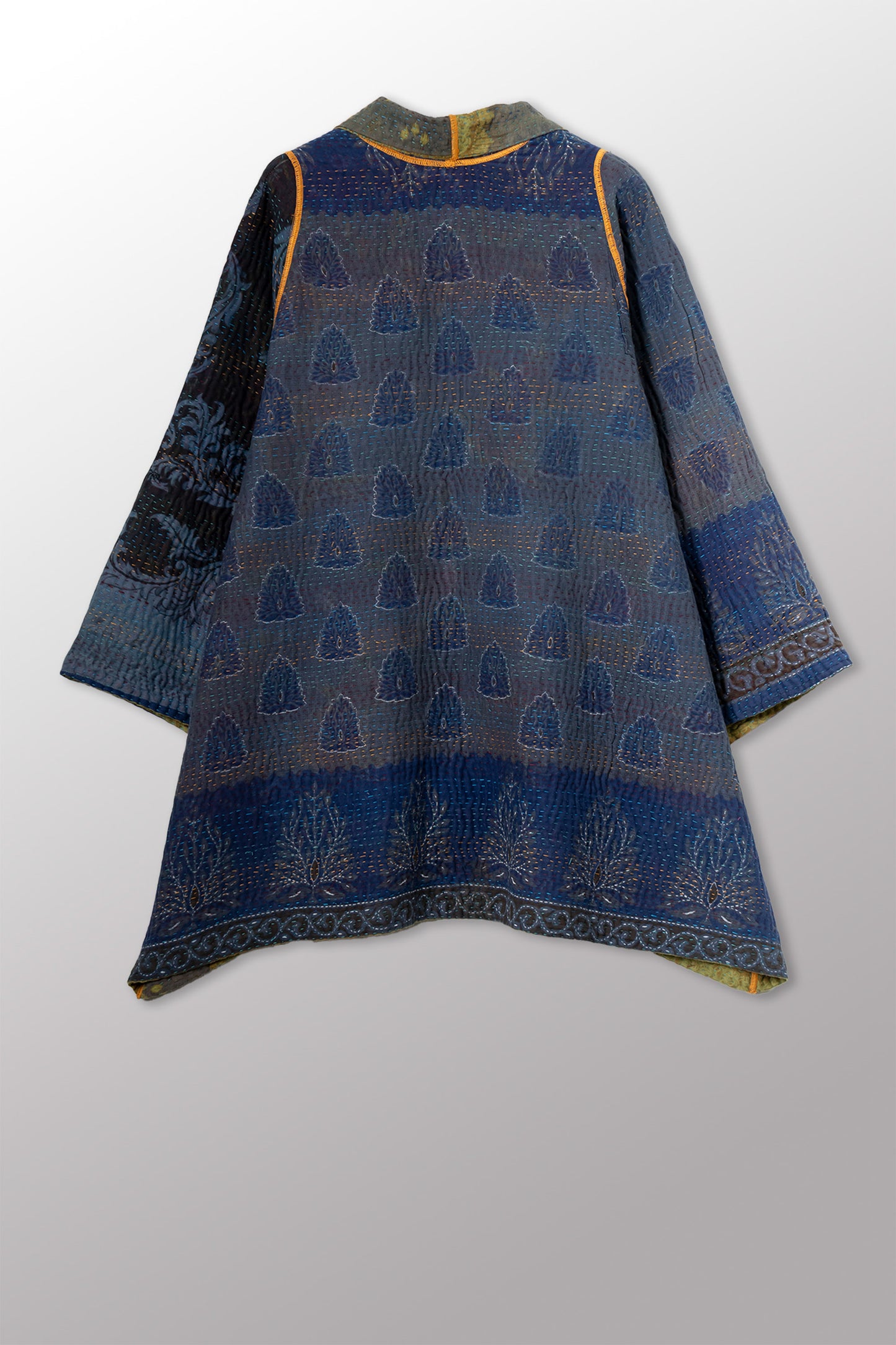 COTTON OVERDYE KANTHA A-LINE JKT - ov4003-cgrn031a -