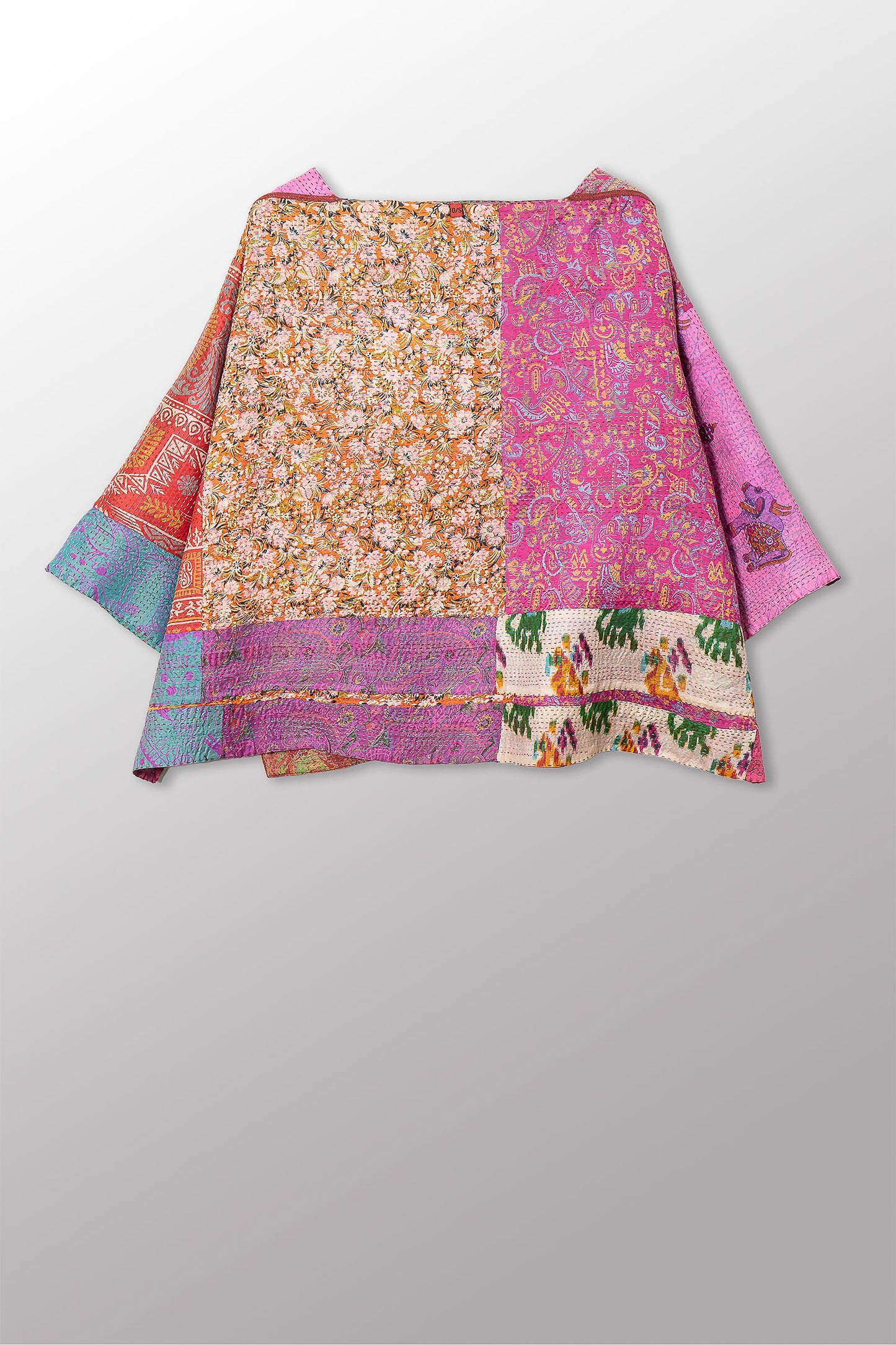VINTAGE SILK KANTHA 3/4 SLV. CROP TOP MIO - sv2538-0016a -
