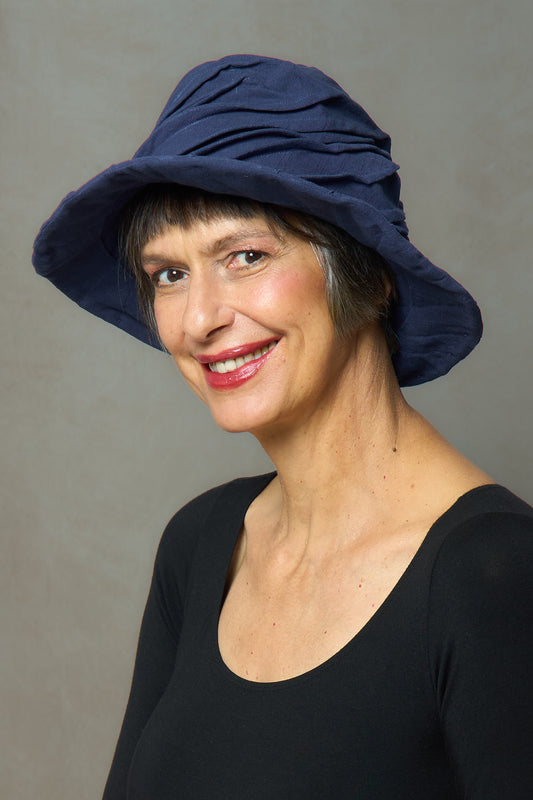 DUCK COTTON SOFT CANVAS TWIST TUCKED BRIM HAT - du1886-nvy -