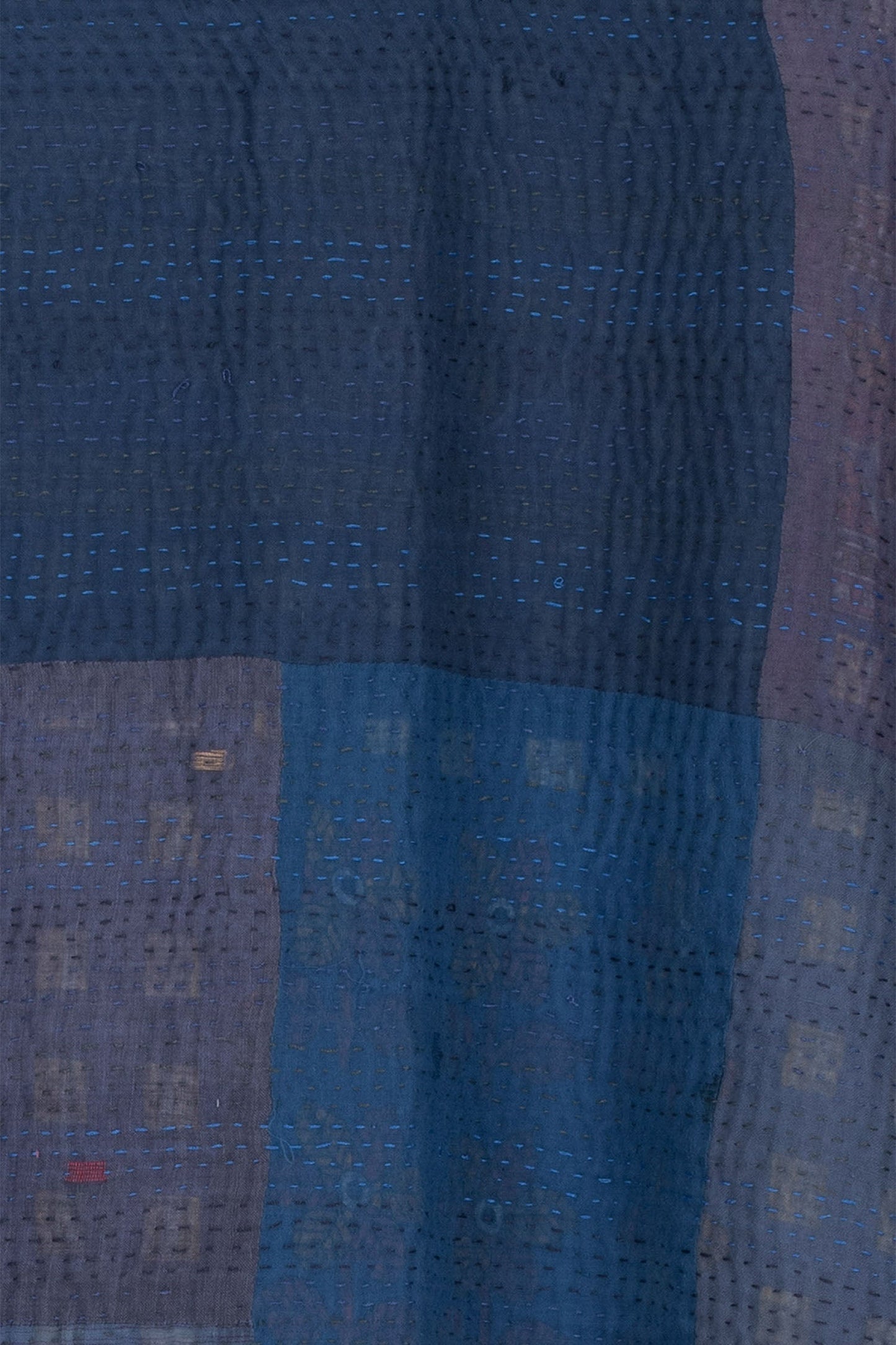 OMBRE PATCHED KANTHA BACK PLEATED VEST MAXI - op4222-blu -