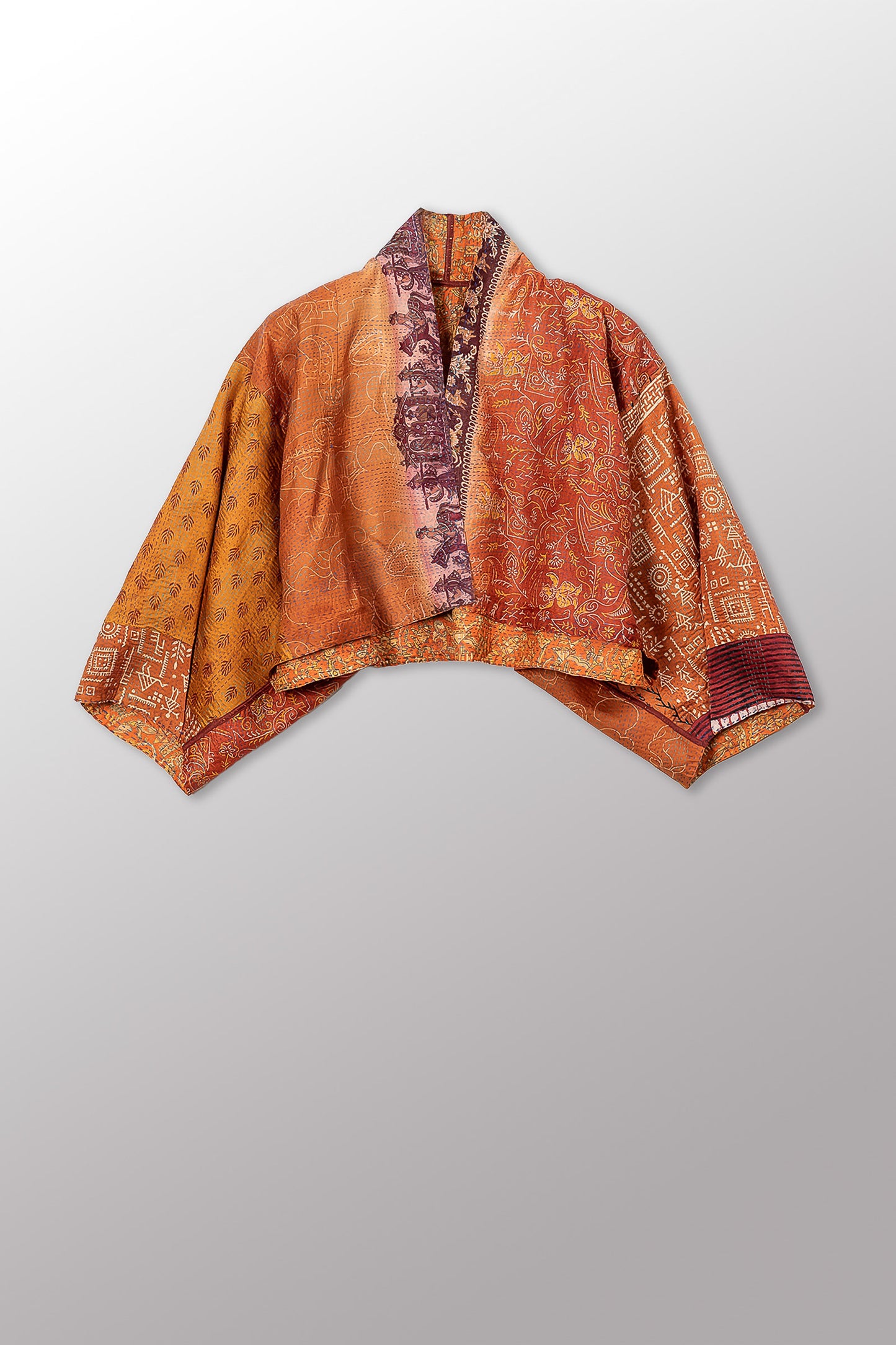 VINTAGE SILK KANTHA PUFF SLV. SHRUG - sv2062-0022a -