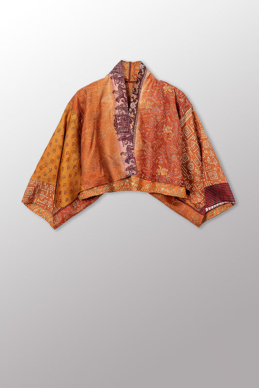 VINTAGE SILK KANTHA PUFF SLV. SHRUG - sv2062-0022a -