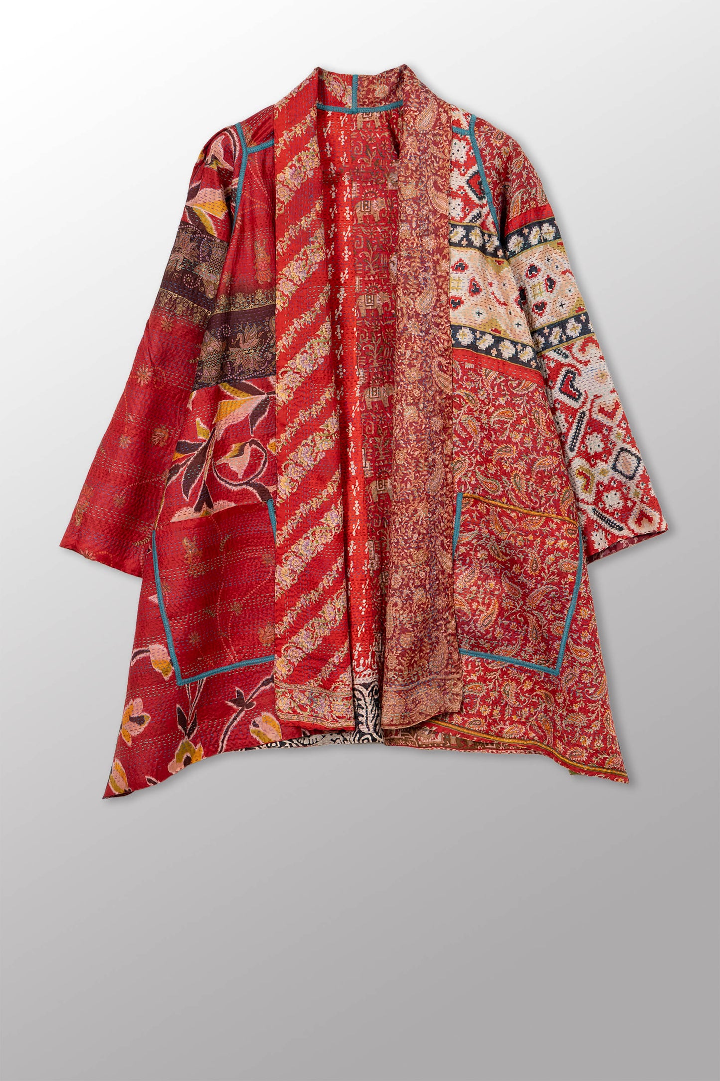 VINTAGE SILK KANTHA A-LINE JKT - sv2003-0417a -