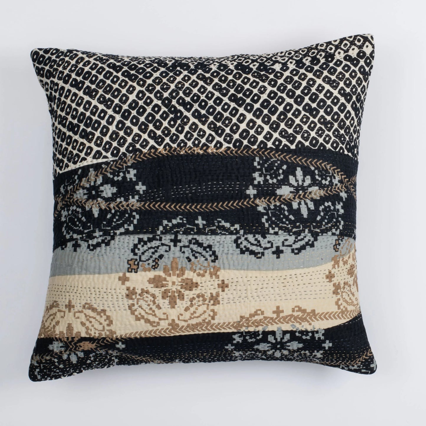 Kimono Print  Black Pillow