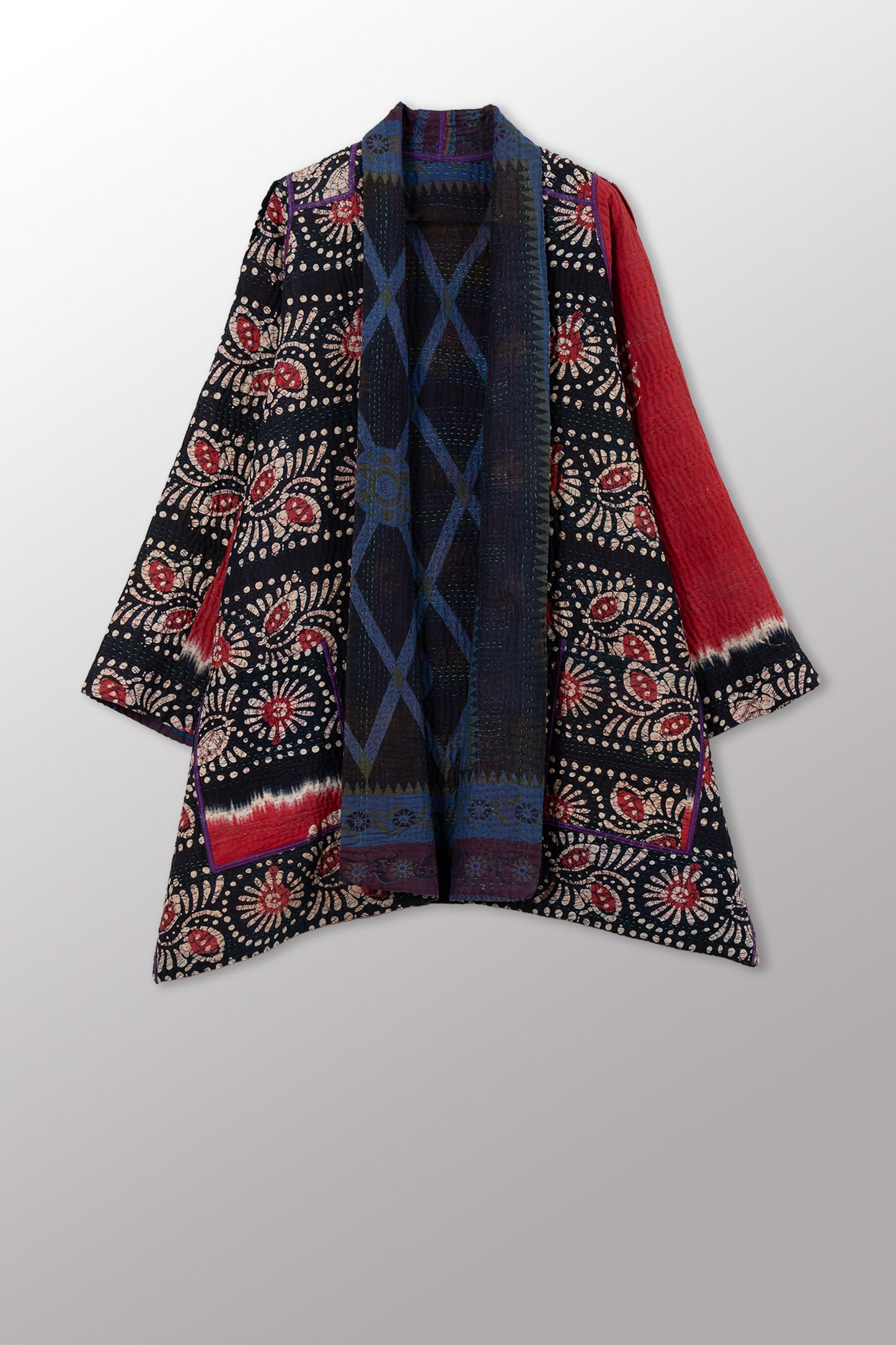 COTTON OVERDYE KANTHA A-LINE JKT - ov4003-cblu038w -