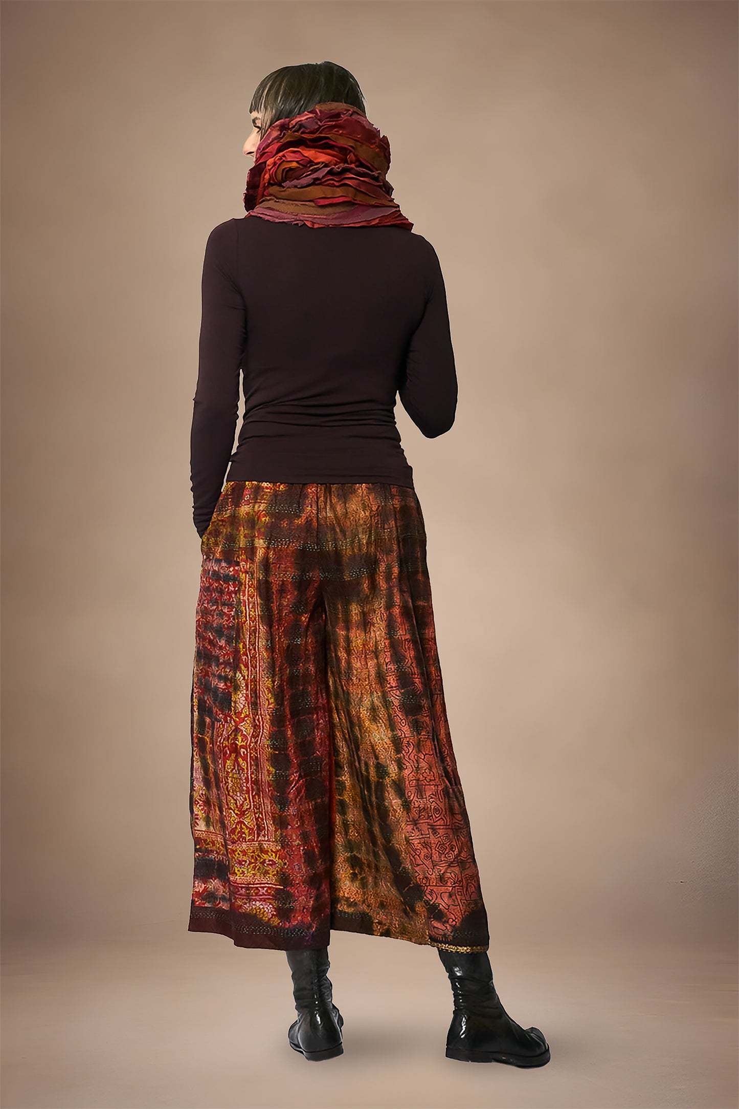 WAVY STRIPE KANTHA COWL NECK TUBE - wv2846-org -