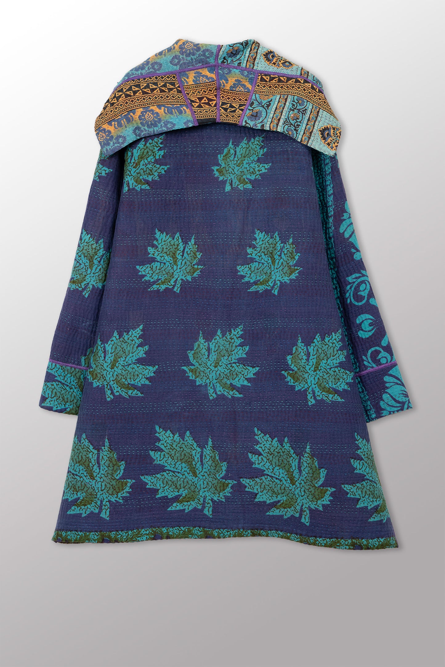 VINTAGE COTTON KANTHA POCKET MEDIUM COAT - cv4316-0051m -