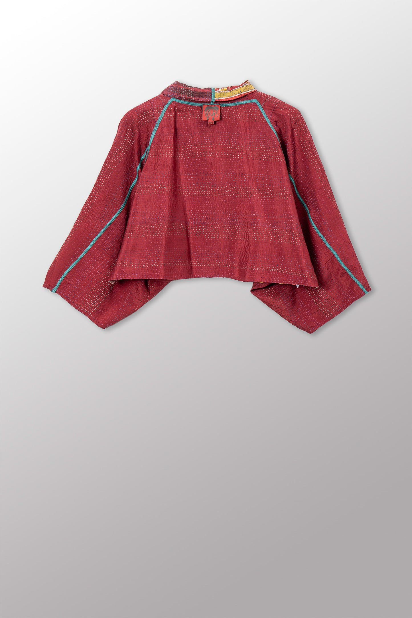 VINTAGE SILK KANTHA PUFF SLV. SHRUG - sv2062-0036a -
