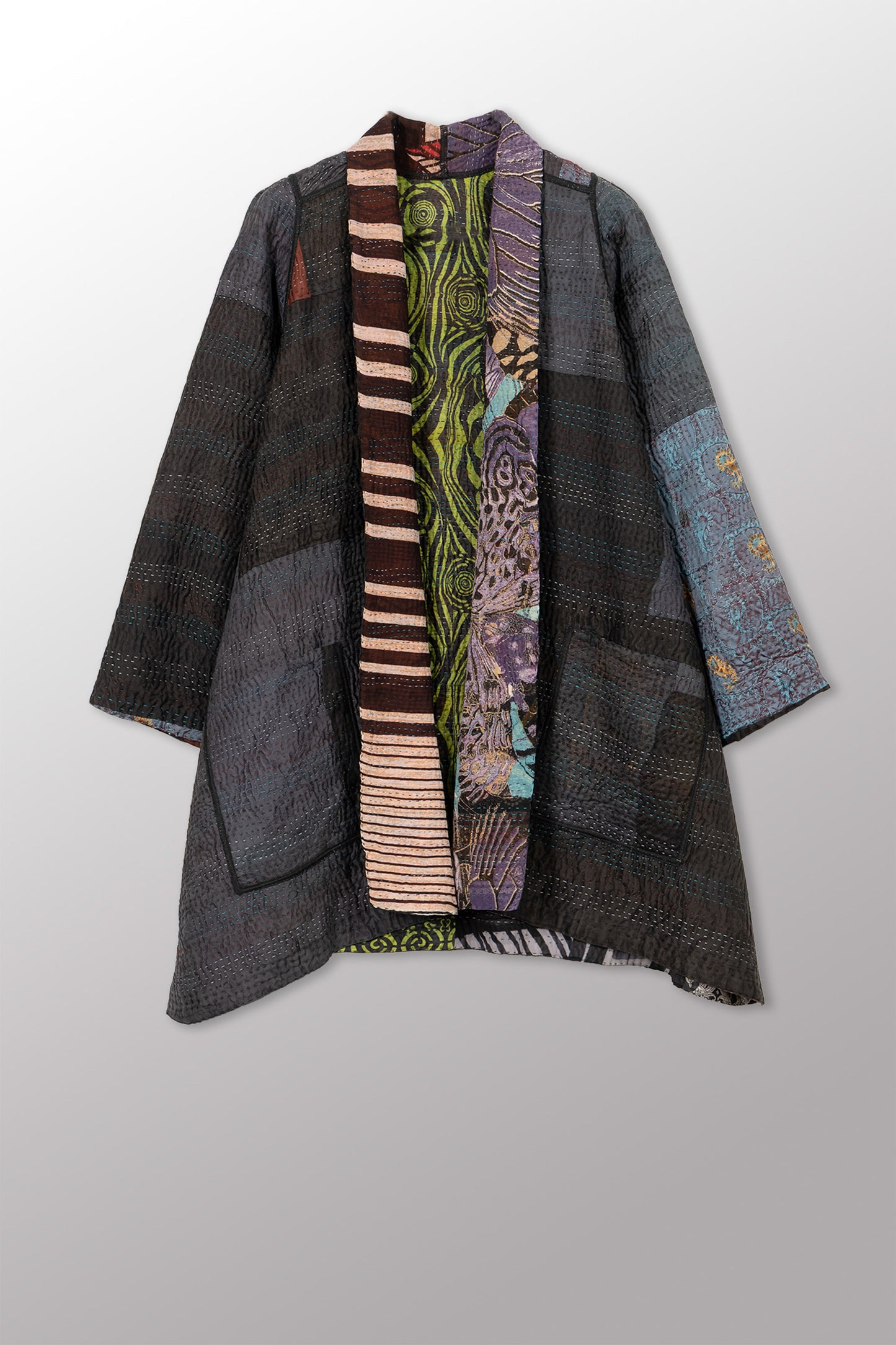 JACQUARD SILK KANTHA A-LINE JKT - js4003-cbkg002a -