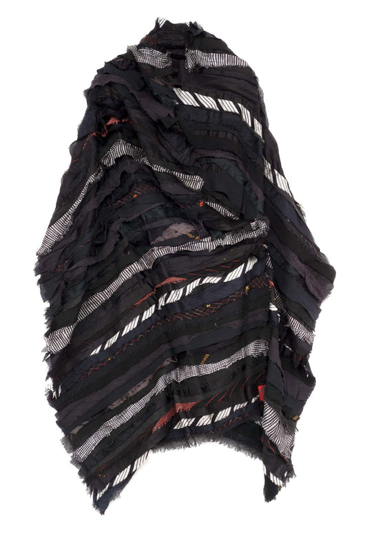 WAVY STRIPE KANTHA SHAWL LARGE - wv2803-blk -