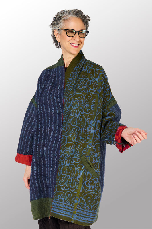 VINTAGE COTTON KANTHA HAORI JKT - cv4068-0015a -