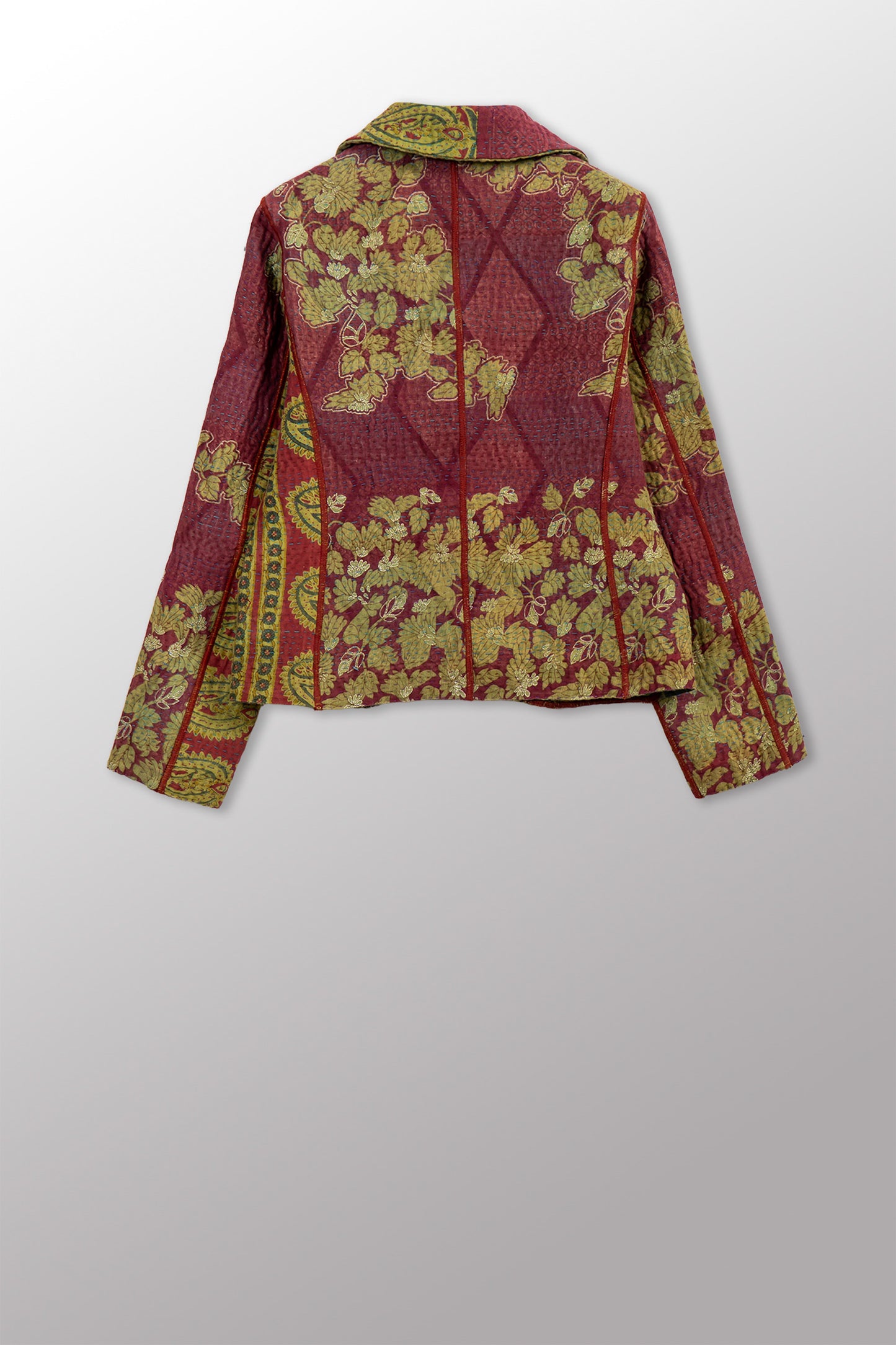 COTTON OVERDYE KANTHA CROPPED BASIC JACKET - ov4096-cgrn001s -
