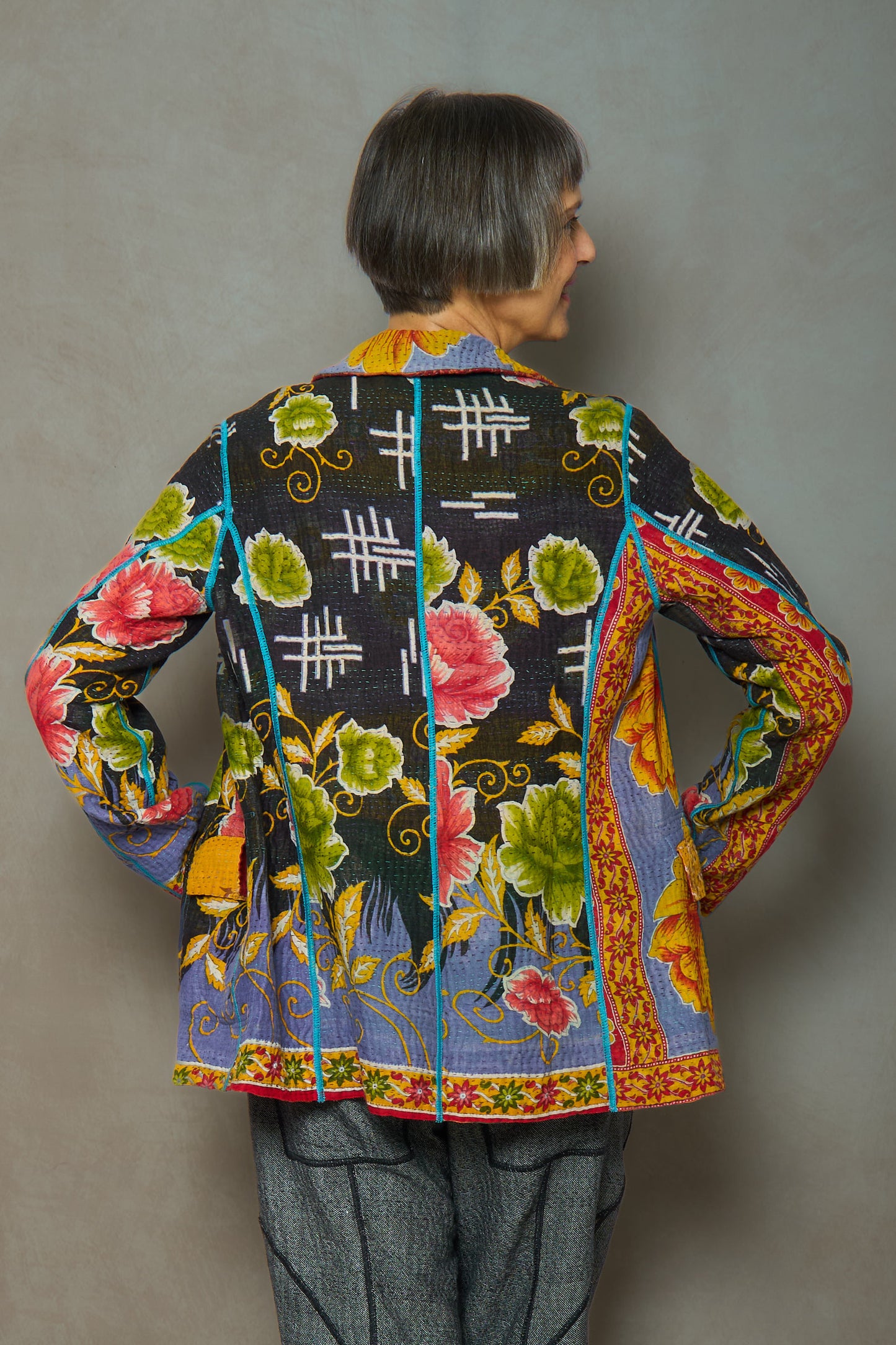 VINTAGE COTTON KANTHA BASIC JKT - cv4052-0024s -