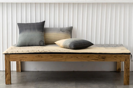Vintage Fray Patch & Ombre Kantha Day Bed Mattress Cover - Yellow Stone