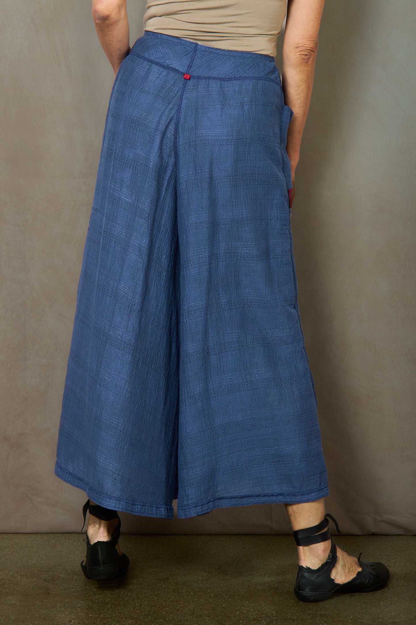 CLOUD TIE DYE FLORAL KANTHA WIDE LEG PANTS - uf2623-blu -