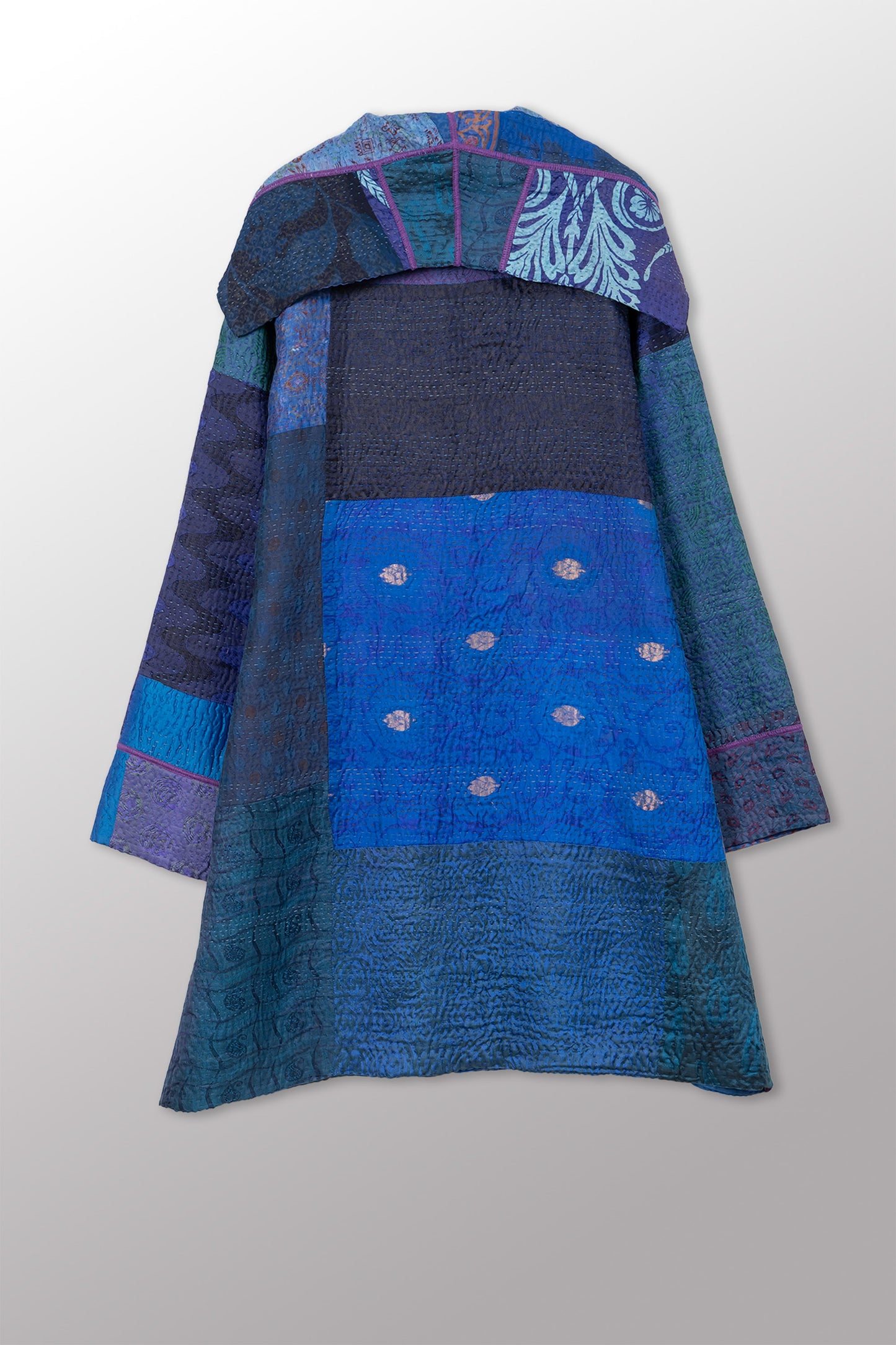 JACQUARD SILK KANTHA POCKET MEDIUM COAT - js4316-cnvy001m -