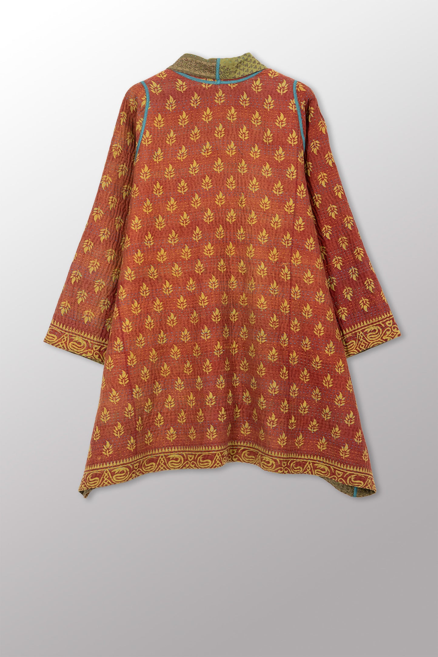 COTTON OVERDYE KANTHA A-LINE JKT - ov4003-cgrn033a -