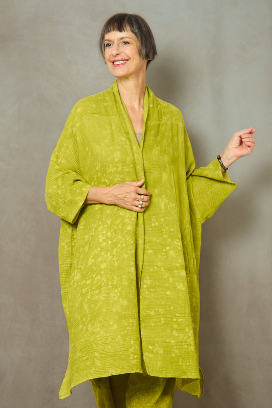 SAND SUN DYE RIPPLE KANTHA KIMONO WRAP LONG - rs2357-lim -