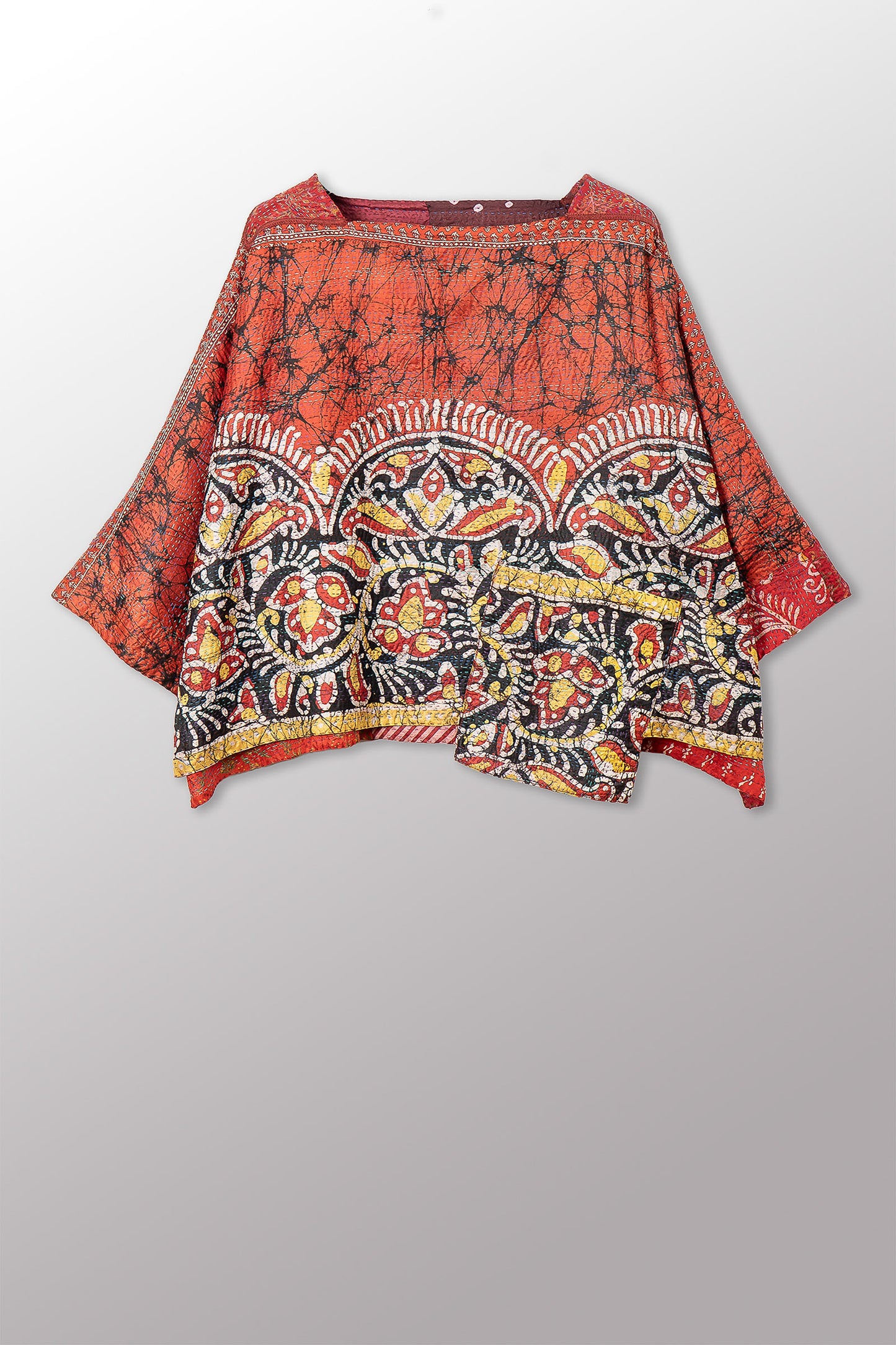 VINTAGE SILK KANTHA 3/4 SLV. CROP TOP MIO - sv2538-0017a -