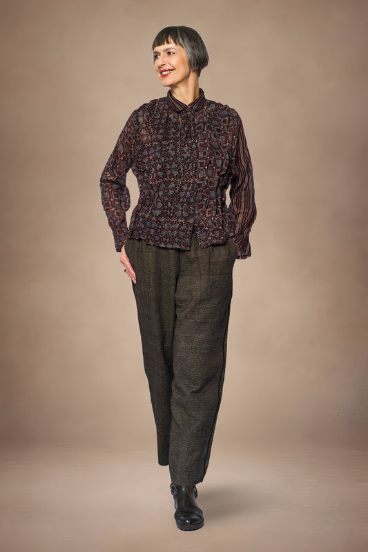 AJRAKH WAVY TUCK CROPPED SHIRT - aw1579-blk -