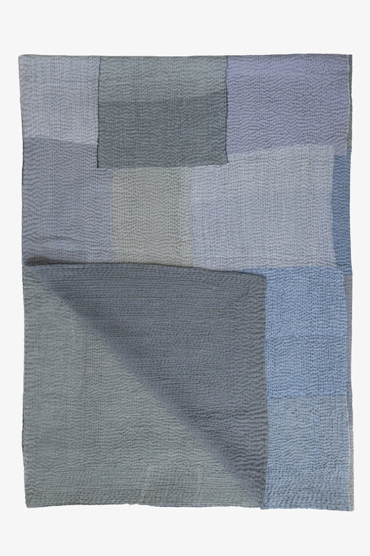 Mosaic Fray  Patch Handmade Vintage Kantha Quilts -Hydrangea