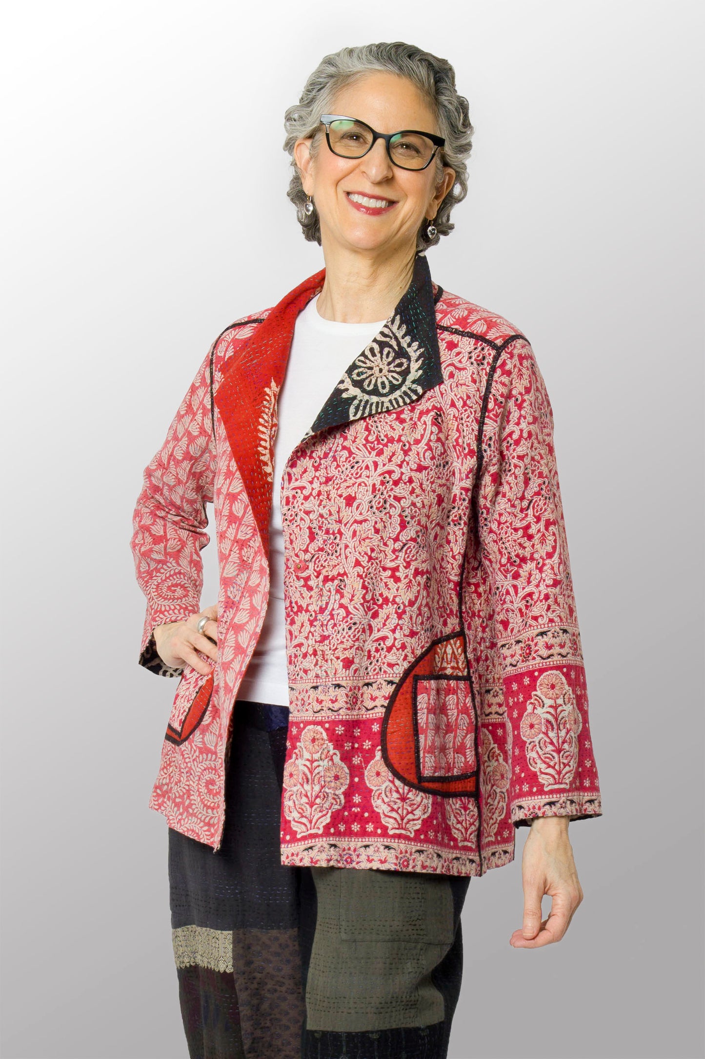 VINTAGE COTTON KANTHA SHORT JKT - cv2007-0083l -