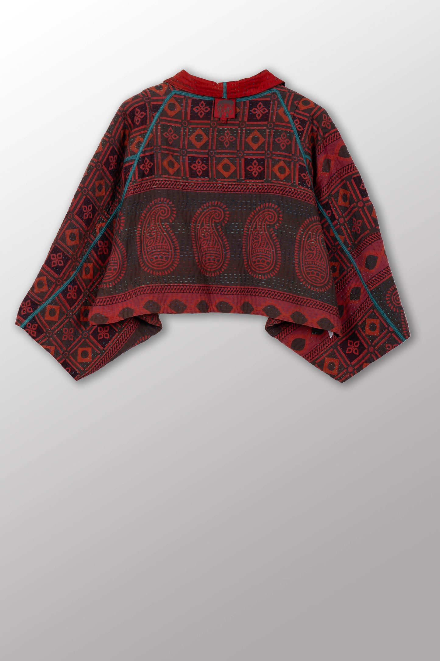 COTTON OVERDYE KANTHA PUFF SLV. SHRUG - ov4062-cred008a -