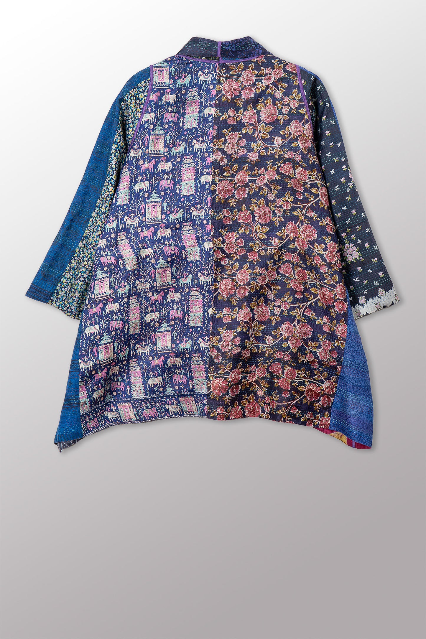 VINTAGE SILK KANTHA A-LINE JKT - sv2003-0414a -