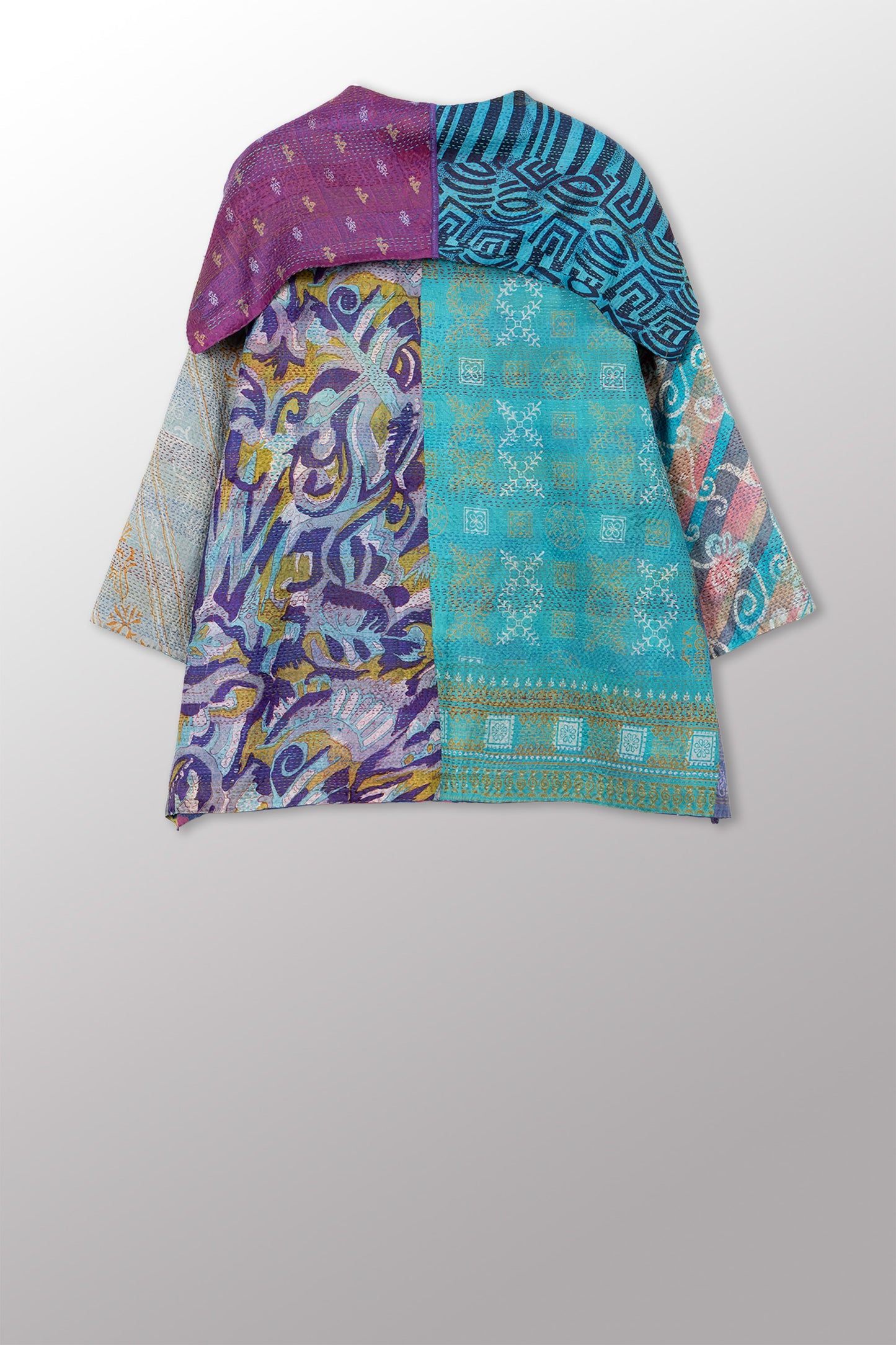 VINTAGE SILK KANTHA FLARE JKT - sv2010-0061a -