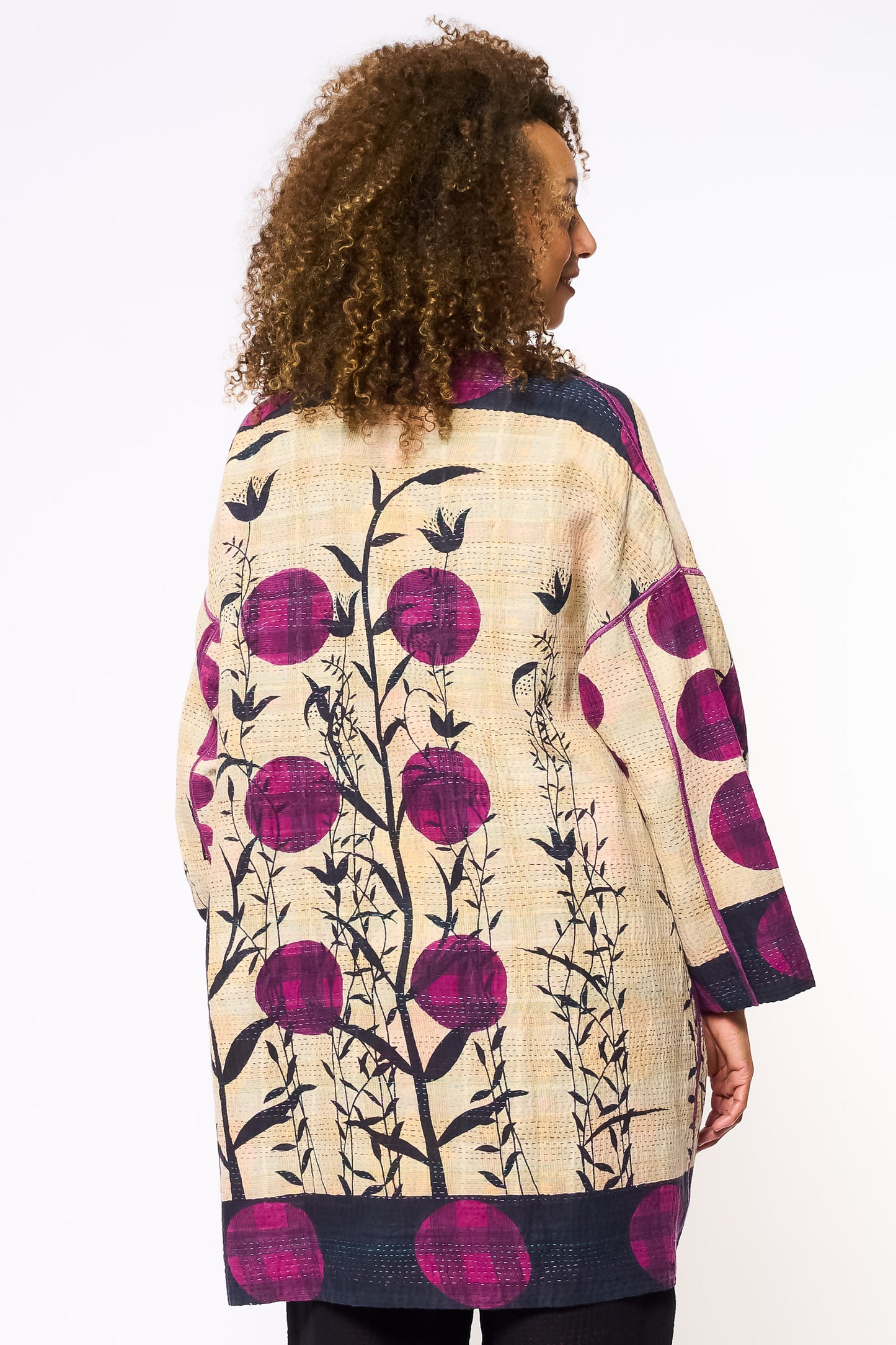 VINTAGE COTTON KANTHA HAORI JACKET - cv2068-0004a -