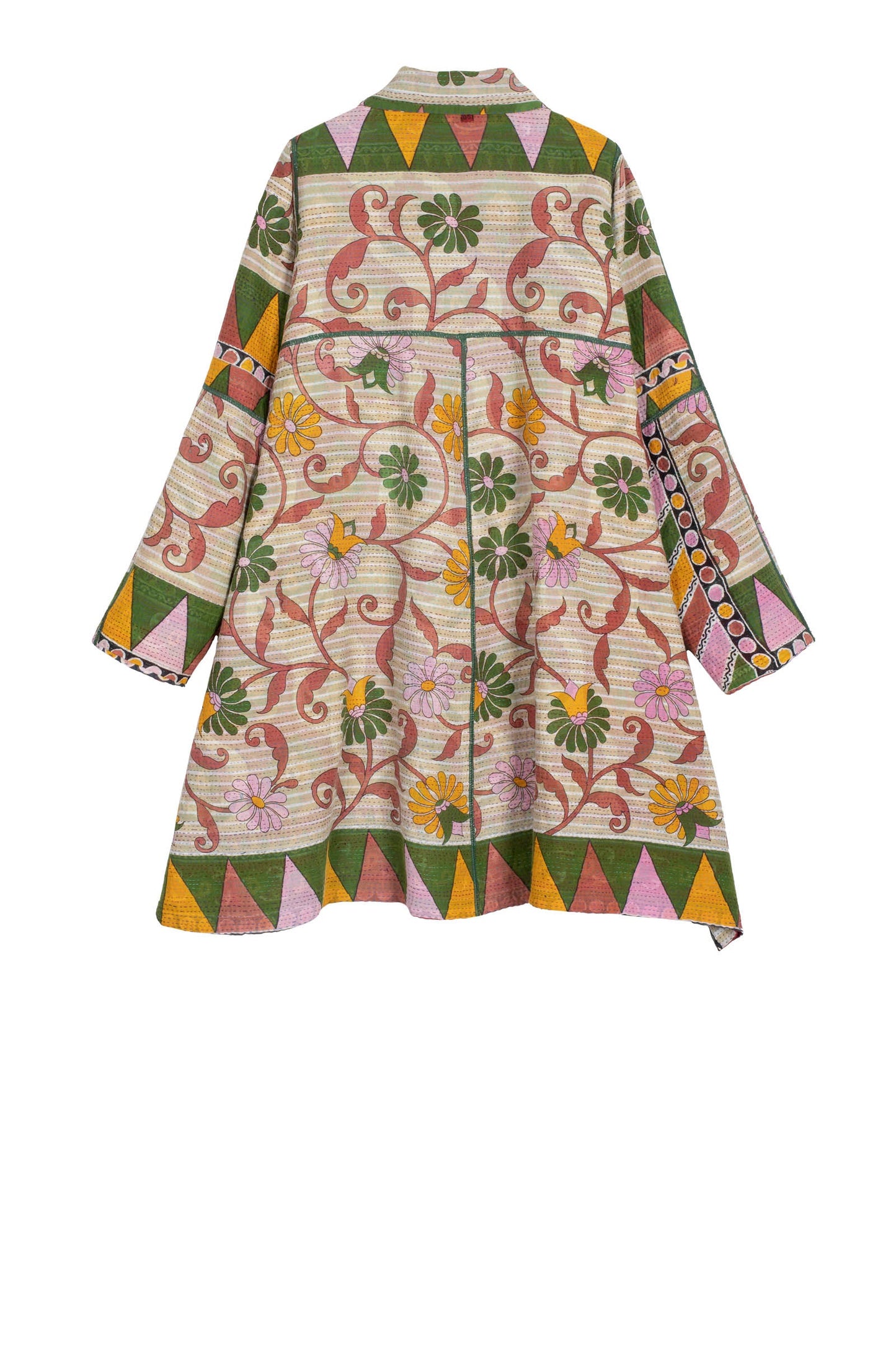VINTAGE COTTON KANTHA A-LINE DUSTER - cv2311-0023a -