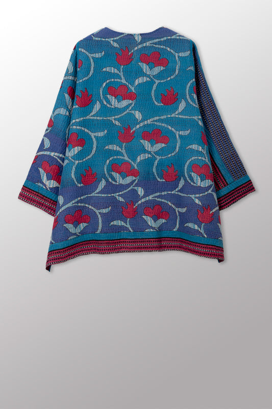 COTTON OVERDYE KANTHA CREW NECK POCKET JACKET - ov4025-corg002a -