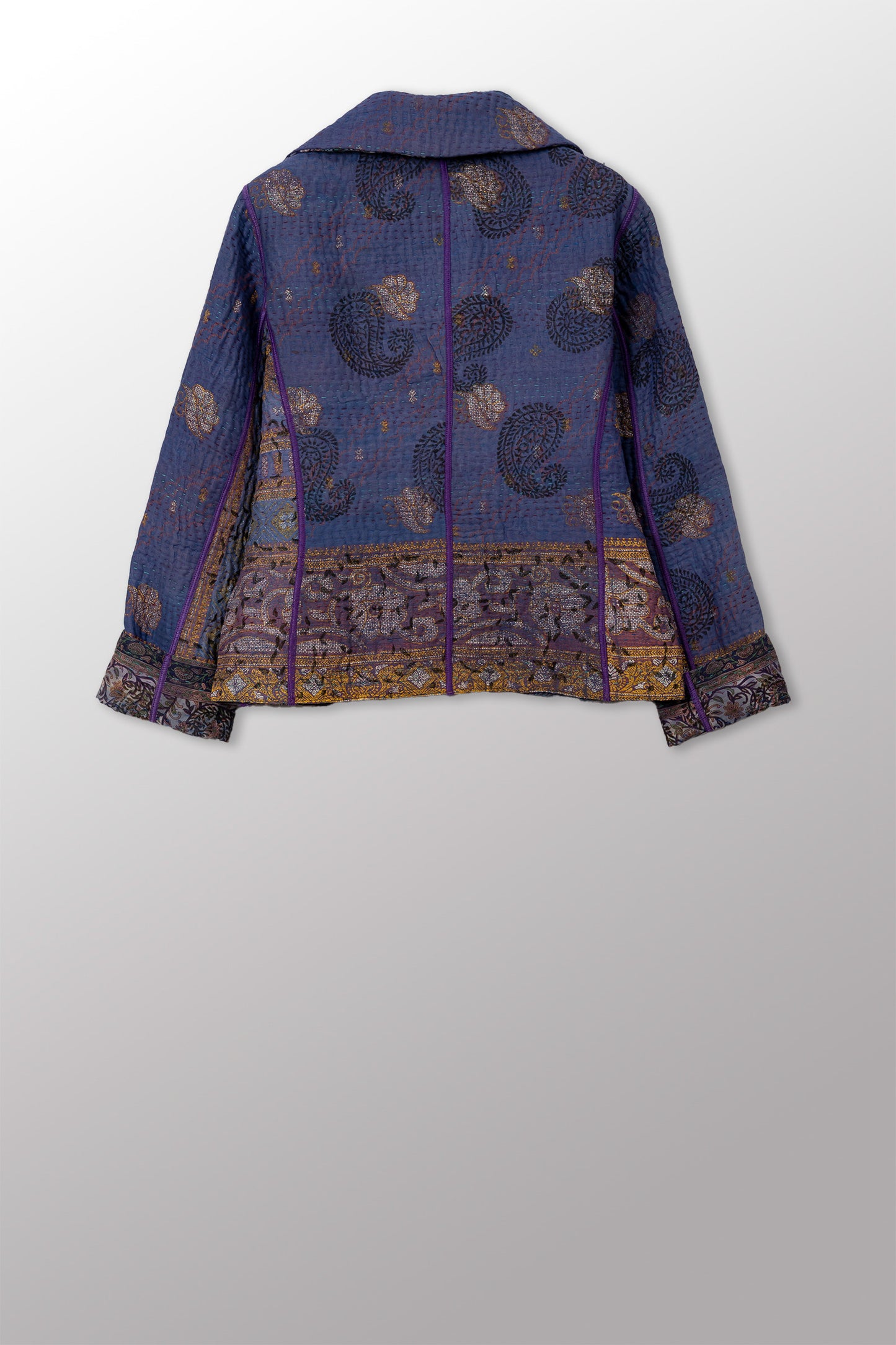 VINTAGE COTTON KANTHA CROPPED BASIC JACKET - cv4096-0005m -