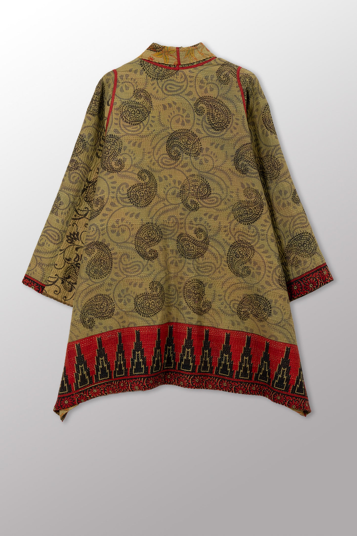 COTTON OVERDYE KANTHA A-LINE JKT - ov4003-cgrn032a -