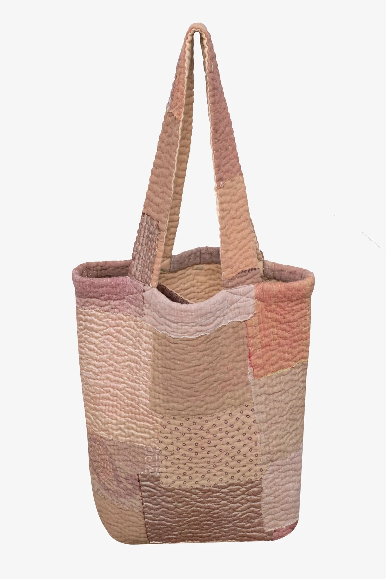 Mosaic Fray Handmade vintage Kantha Tote Bag- Mushroom