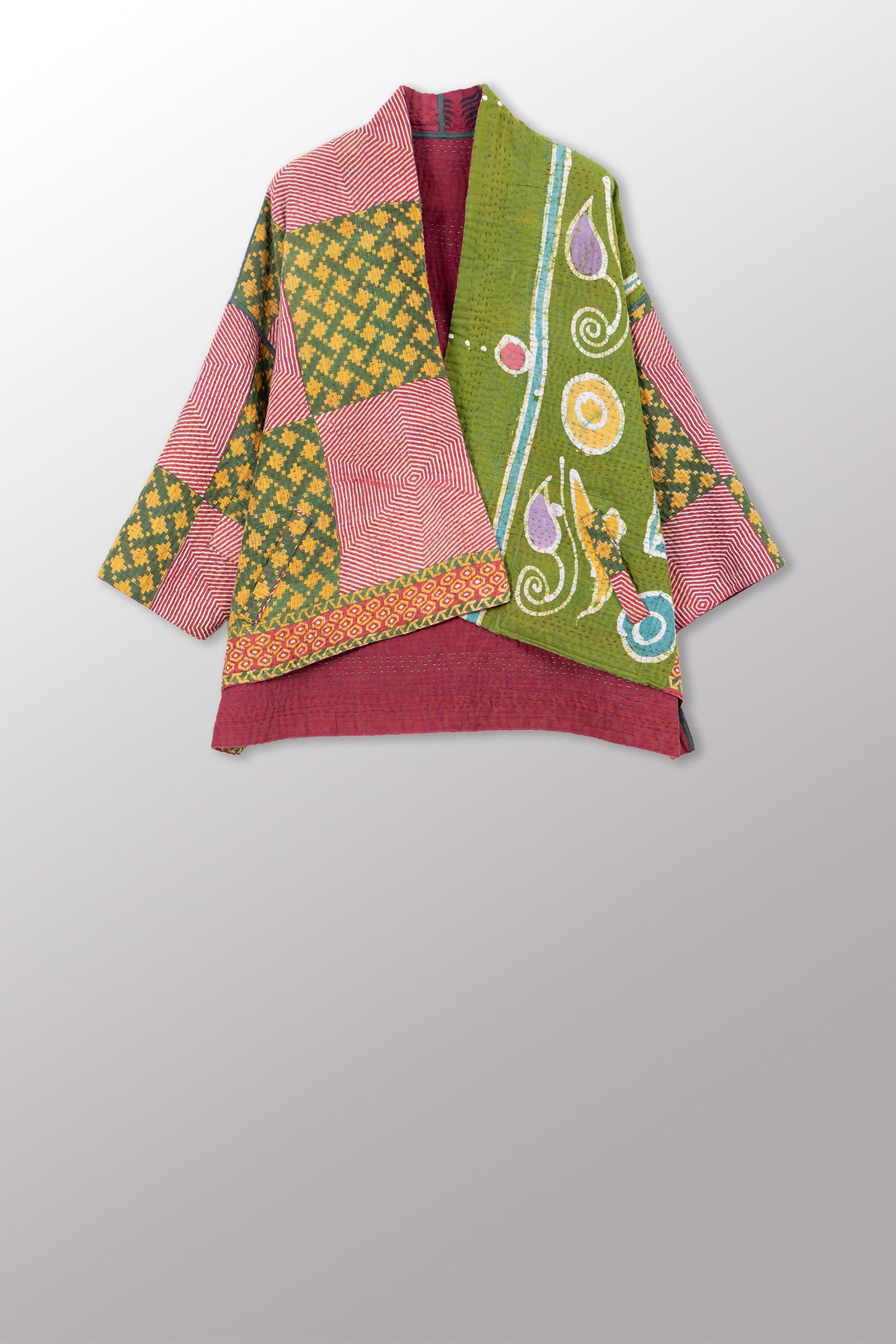 VINTAGE COTTON KANTHA MINI KIMONO JKT - cv4055-0058a -