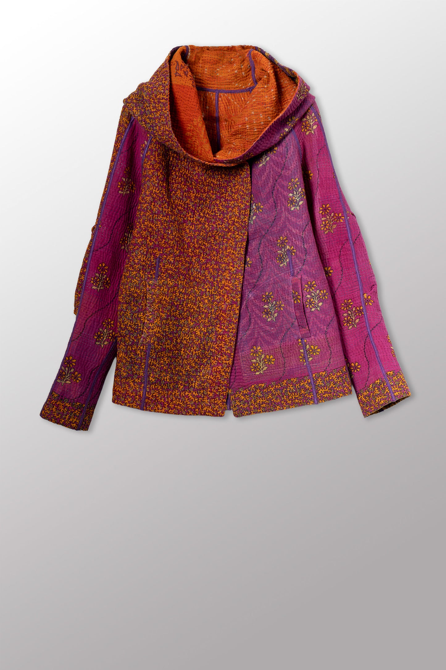 VINTAGE COTTON KANTHA HOODIE JKT - cv4036-0028s -