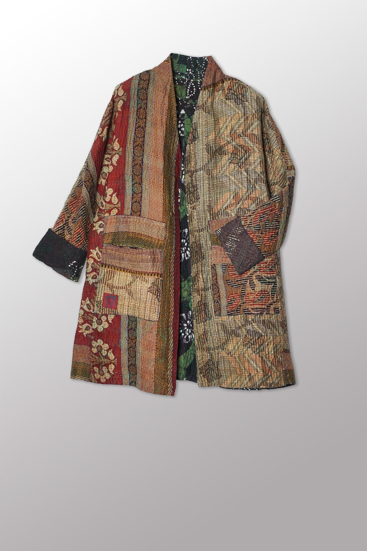 VINTAGE COTTON KANTHA HIGH-NECK TOPPER - cv4045-0047a -